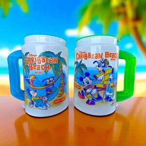 VTG Walt Disney‎ World Caribbean Beach Resort Travel Cups Tumblers Tropical Y2K